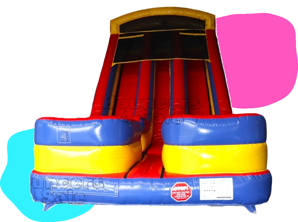 A red, yellow and blue slide with two slides.