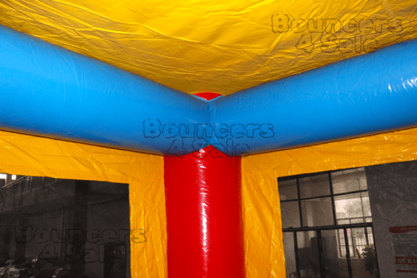 A corner of an inflatable bounce house.