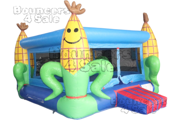 A banana bounce house with two inflatable bananas.