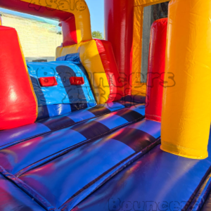 A close up of the inside of an inflatable castle.