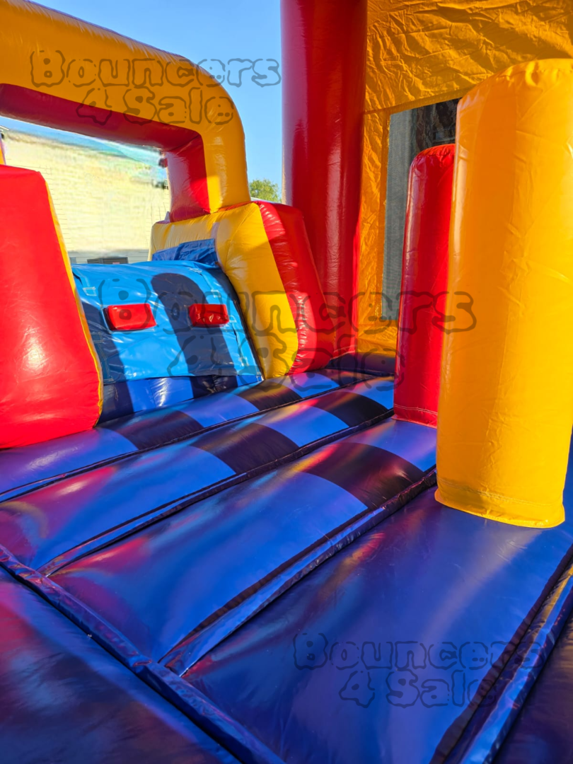 A close up of the inside of an inflatable castle.