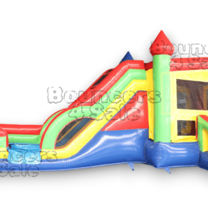 A large inflatable slide and bounce house.