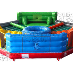 A large inflatable game with obstacles.