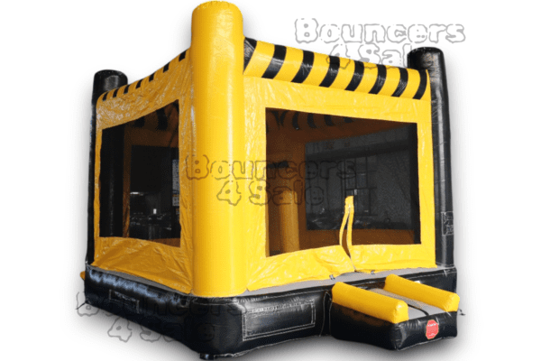 A yellow and black inflatable bounce house.