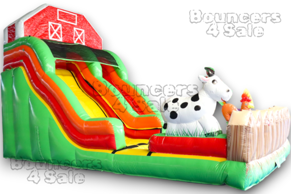 A large inflatable slide with a horse on it.